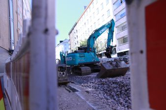 Katutöitä Aleksis Kiven kadulla ja lähikaduilla kesällä 2025.